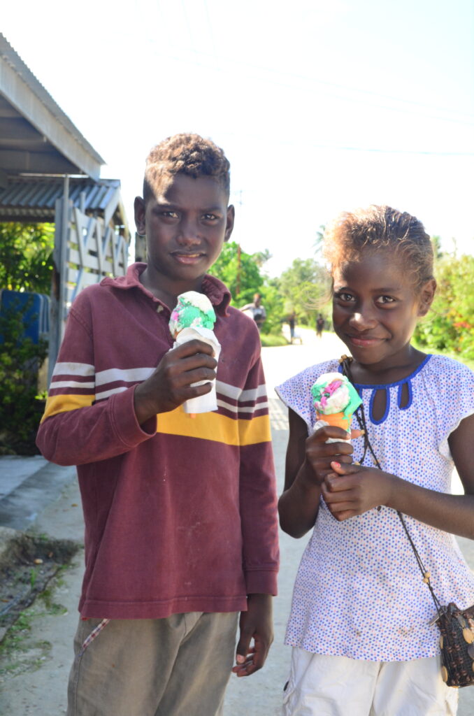 Kids holding ice cream